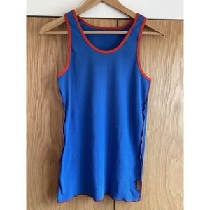 Baskit Men's Blue Ribbed Tank Top Size XL Red Trim Athletic Undershirt